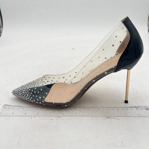 FSJ Women Studded Pointed Toe Transparent Pumps High Heels Shoes with Cute - Picture 1 of 7